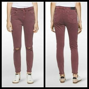 Calvin Klein Red Skinny Distressed Ankle Jeans